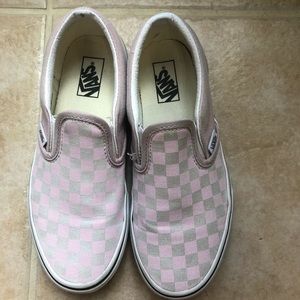 Girls pink/white Vans slip-ons